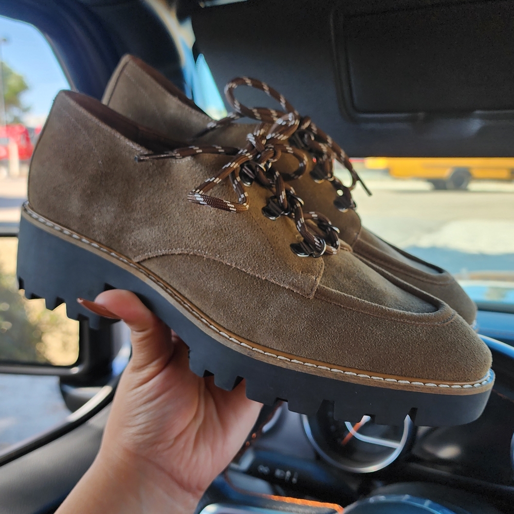 Unisex Brown Donald Pliner Suede Lace-Up Shoes